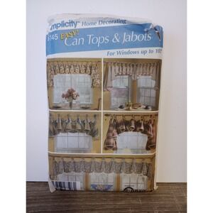 Easy Can Tops & Jabots Window Treatment Pattern Simplicity 5145 Uncut Valance